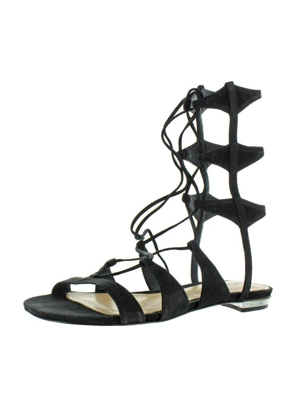 Schutz Erlina Black Suede Flat Gladiator Sandals Women’s 6.5B Strappy Boho Beach - Picture 9 of 9